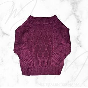 Wine Off the shoulder Cable Knit Sweater 

100% Acrylic